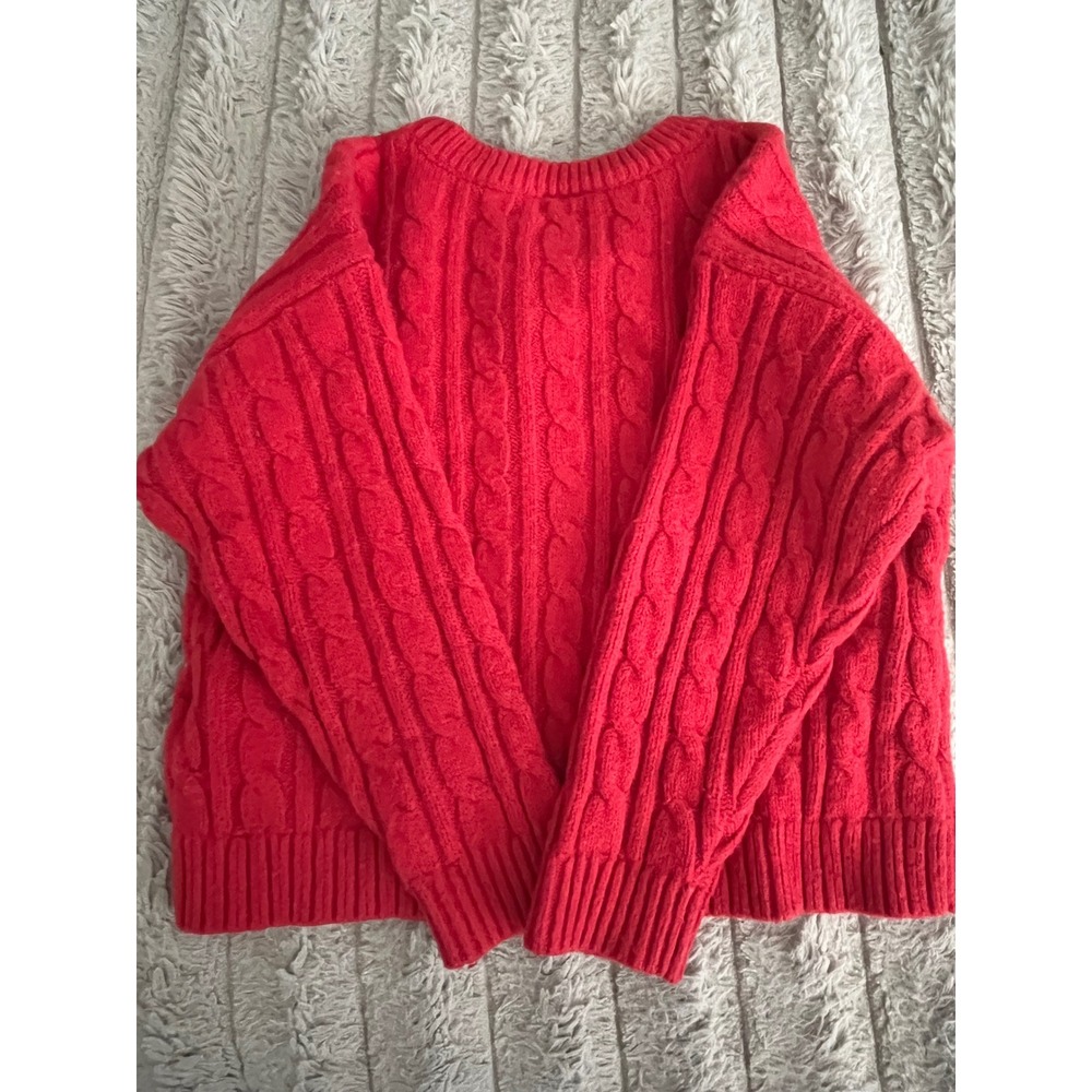 Bundle BunBaby Gap Red Cable Knit Sweater and Cat & Jack Plaid Suspender Pants